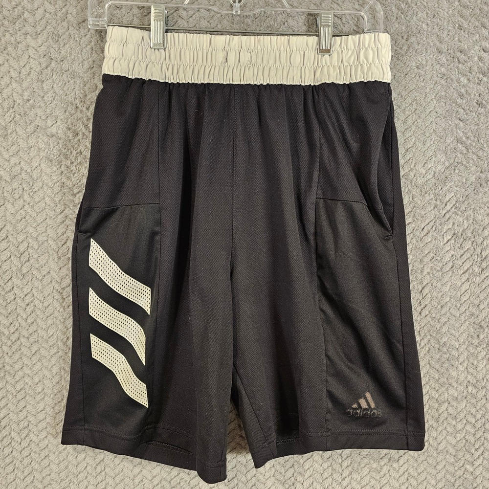 Adidas Basketball Club Climalite Shorts Mens Large Black White 3 Stripe Graphic